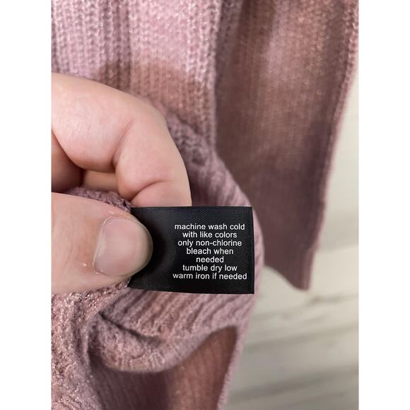 Lane Bryant Sweater Womens 14/16 Pink Scallop Hem Metallic Knit Pullover New - Picture 10 of 12